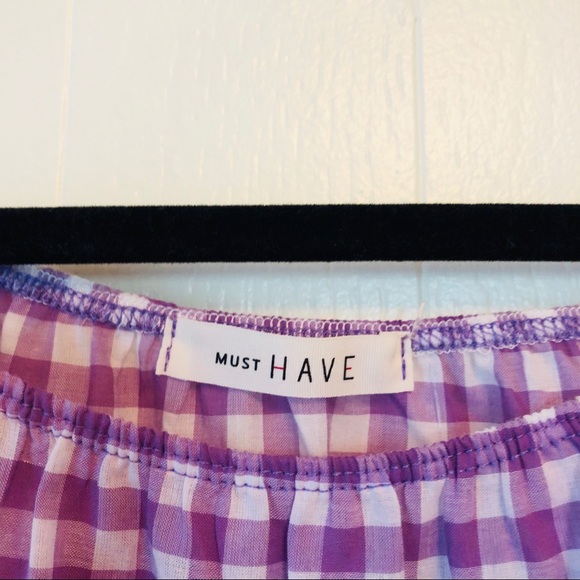 Lilac Gingham Open Shoulder Top - Picture 4 of 5